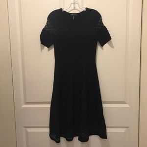 Maje Illusion Short Sleeve Dress in Black